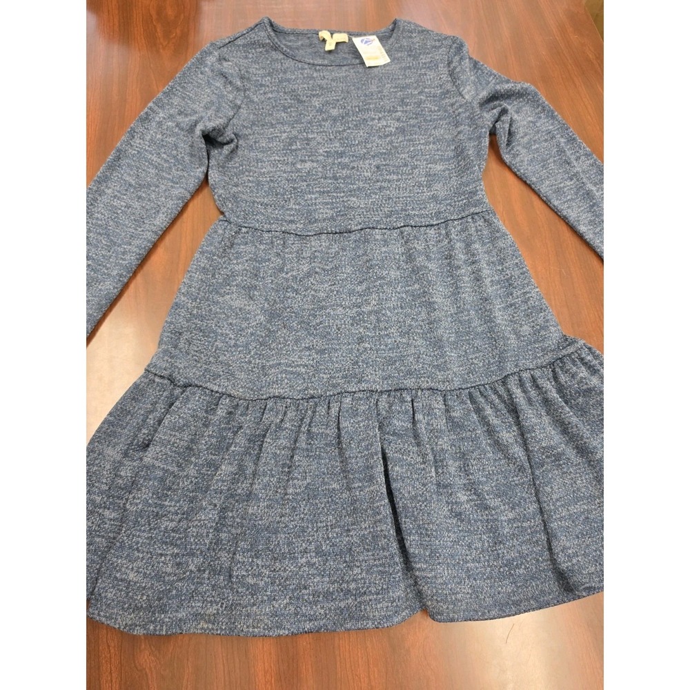 Bebop Womens Medium Blue Sweater Dress Long Sleeve Fit Flare Knit Casual NWT